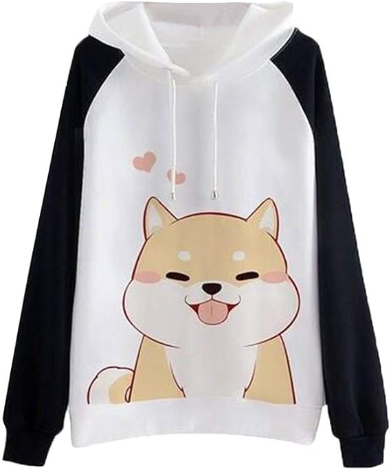 Amazon Lucasoレディース パーカー 人気 トップス 長袖 カートン 動物柄 薄手 スウェット 可愛い きれいめ 韓国風 ファッション 重ね着風 保温 防寒 通勤 通学 日常用 運動着 トレナー ストリート 春秋 アウトドア 学生 トレーナー パーカー 通販