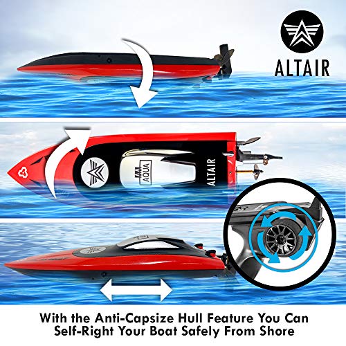 Altair Aqua [Ultra Fast Pro Caliber] RC Boat for Pools or Lakes, for Adults & Kids - CSP Child Safe Prop Remote Control Boat, Self Righting, Water Cooled, 2 Batteries, 30 km/h, (Lincoln, NE Company) - Thumbnail 3