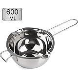 Stainless Steel Double Boiler Pot with 600ML for Melting Chocolate, Candy and Candle Making (18/8 Steel, Universal Insert)