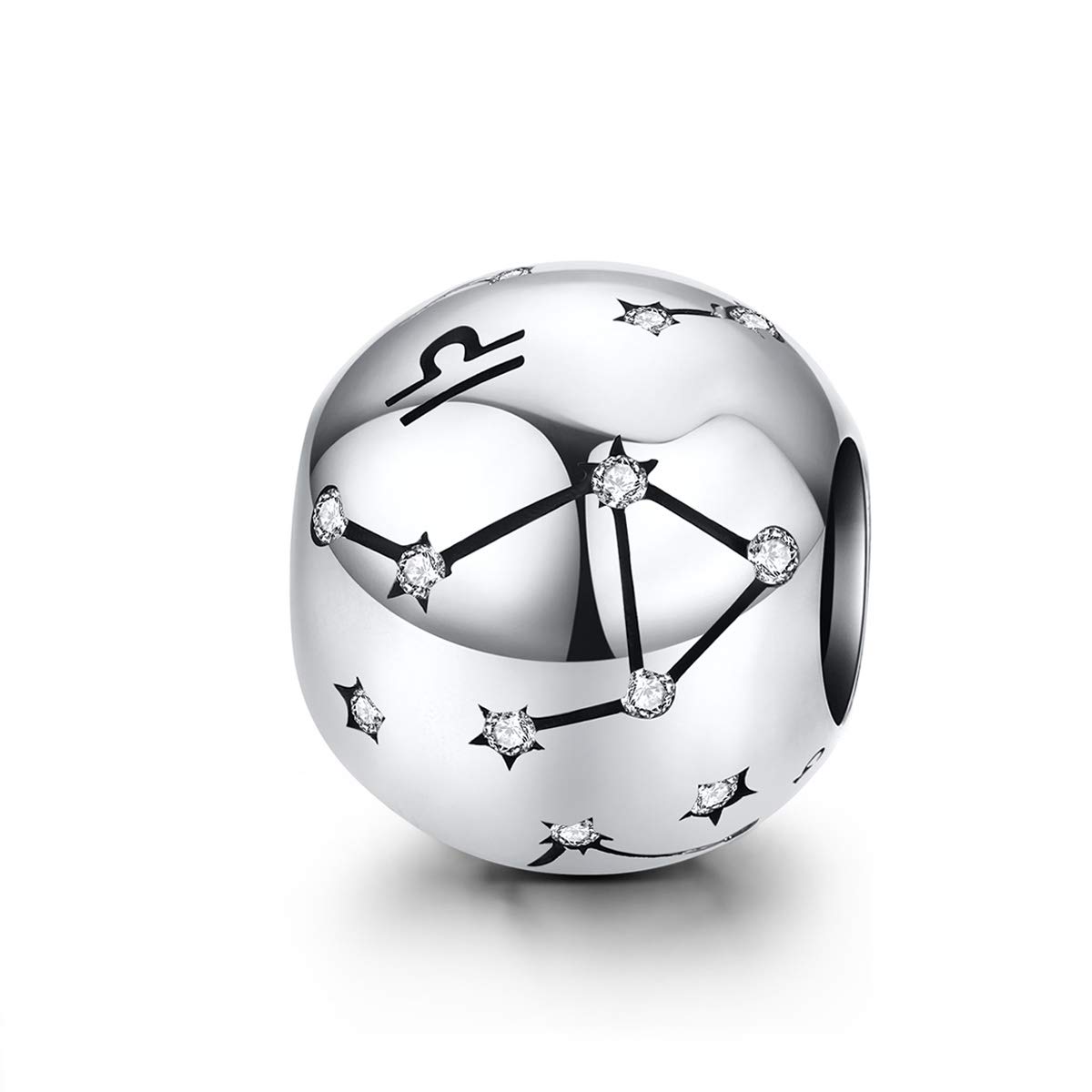 12 Constellations Charm Compatible 925 Sterling Silver Women Family Friend Birthday Charm Zodiac Sign Charms for Pandora Bracelet or (Libra)
