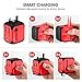International Travel Adapter Charger - Worldwide AC Socket - 2.4A Dual USB Charging Ports for US, UK, EU, AU - Safety Fuse (RED)