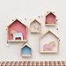 Sweet FanMuLin 2PCS Lovely Wooden House-Shaped Wall Storage Shelf Kid's Room Decoration (White)