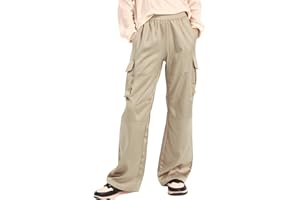 WELAKEN Lightweight Silky Jogger Pants for Girls Kids & Toddler Warm Weather Cargo Loose High Waisted Pants