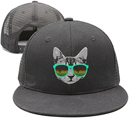 Artisfive Hispter Cat with Sun Glasses Baseball Cap Trucker Mesh Snapback