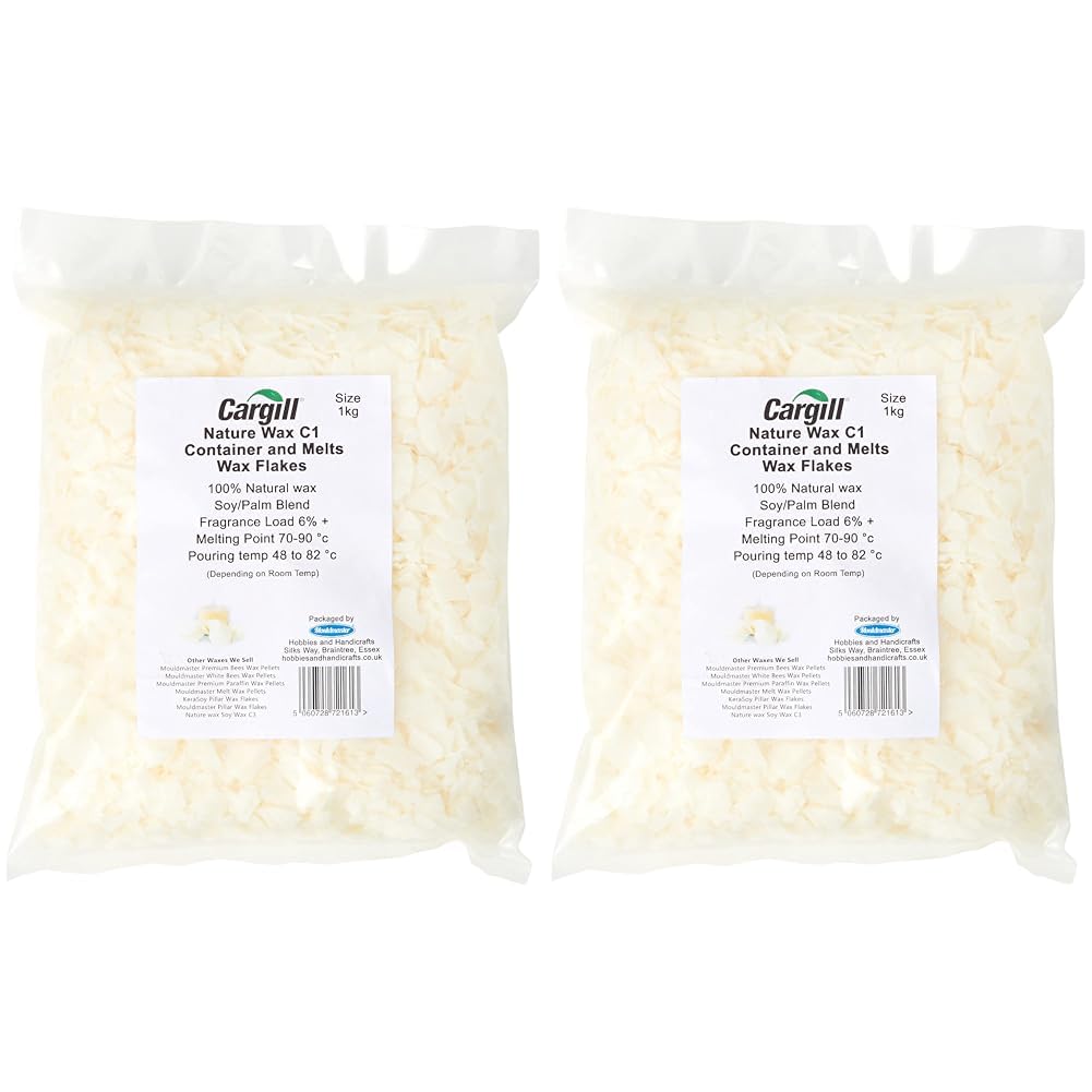 Mouldmaster 1kg Nature C1 Container and Melts Soy Wax Flakes (Pack of 2)