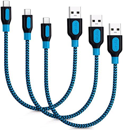 USB Type C Cable, 3Pack Canjoy Short USB C Cable 1ft Braided USB C Charger Cord Compatible Samsung Galaxy S10e S10 S9 S8 Plus, Note 9 8, Moto X4 G6 Z3, Google Pixel XL 2XL 3XL C, LG G7 ThinQ G6 G5 V30