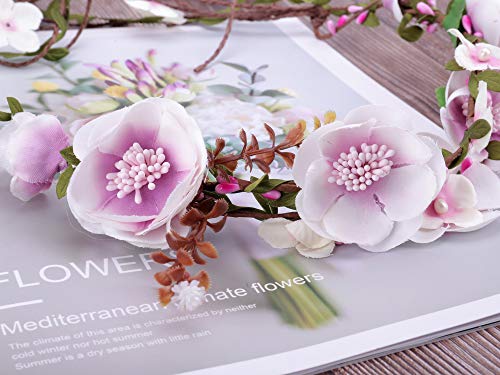 Felice Arts Floral Headband Adjustable Flower Crown Bridal Hair Wreath Flower Garland Headdress for Wedding Festival Themed Party Vacation Maternity Photography Props Halloween Fairy Costume or Xmas - Thumbnail 5