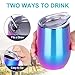 NEWBEA 12 oz Wine Tumbler with Lid, Double Wall Vacuum Insulated Stemless Glass, Stainless Steel Wine Cup Perfect for Wine, Coffee, Drinks, Champagne, Cocktails