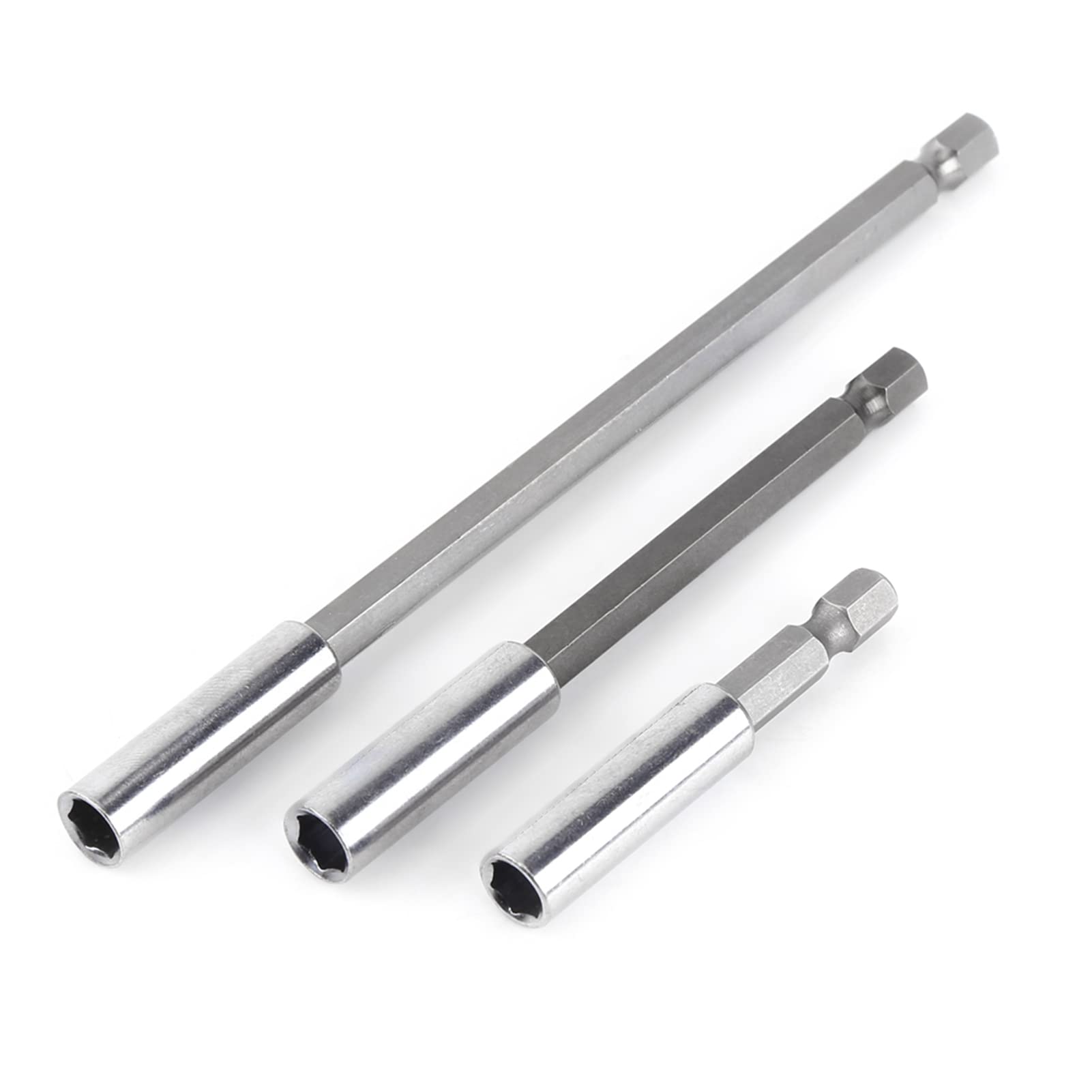 Screwdriver Bit Holder Set, Akozon Extension Bar Hex Shank Socket Adapter Drill Bit, 3pcs Electrical Drill Screwdriver Extension Bar Magnetic Bit Holder 1/4" Shank Tool