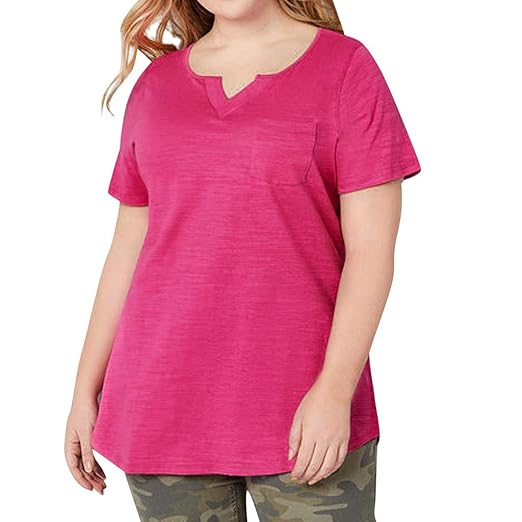 Amazon.com: Plain Tops and Blouse Women's Fashion 2020 Casual Loose Solid Half Sleeve Summer 