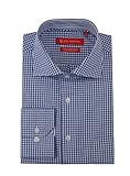 Gino Valentino Mens Check Dress Shirt GiftBox Cotton Spread Collar Barrel Cuff