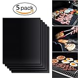 Grill Mat BBQ Grill & Baking Mats 100% Non-stick - Reusable, Easy to Clean - Set of 5