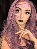 Morvally Fashion Purple Glueless Lace Front Wigs Free Part Natural Long Straight Wavy Hair Heat Resistant Synthetic Replacement Wig for Women