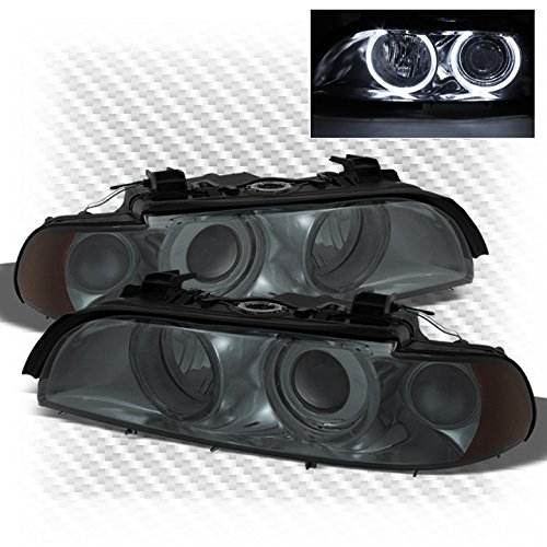 For 1997-2003 E39 5-Series Smoked Halo Projector Headlights Front Lamps Replacement Pair L+R 1998 1999 2000 2001 2002