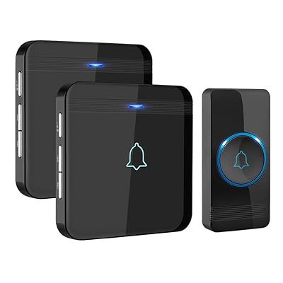 Wireless Doorbell, AVANTEK D-3B Waterproof Door Chime Kit Operating at over 1300 Feet with 2 Plug-In Receivers, 52 Melodies, CD Quality Sound and LED Flash