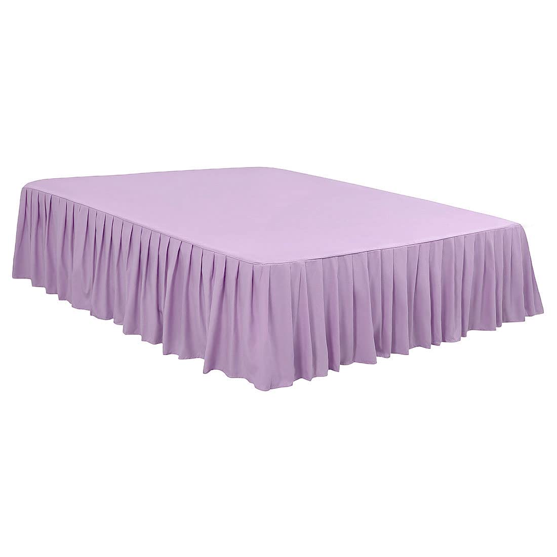 PiccoCasa Luxury Frilled Valance Fitted Sheet with 16"/ 40cm Ruffle, Soft Brushed Microfibre Frilled Valance Sheet Pleated Bed Skirt Wrinkle-Resistant (Double, Light Purple)