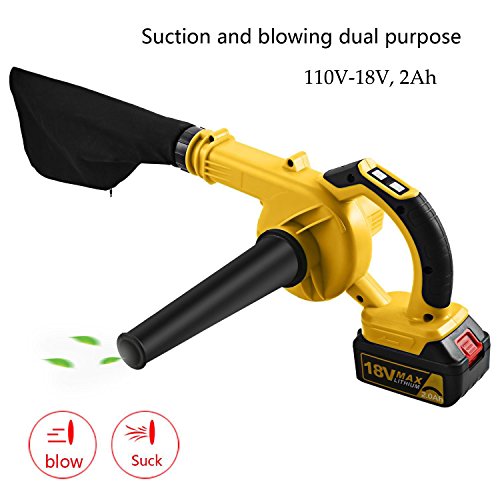 Utheing Cordless Blower 18V Max 2Ah 110V Lithium-Ion Electric Leaf Cordless Blower Sweeper (Yellow 1)