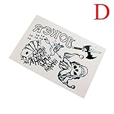 Waterproof Halloween Full Body Joker Stickers Decal Cosplay Party Temporary Tattoos, D