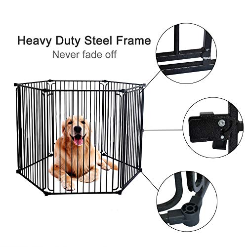 LEMKA Pet Dog Playpen Kennels, Pet Dog Exercise Playpen Pet Courtyard Kennel Foldable Steel Crate Wire Metal Cage 6 Panels - 48 inches - Thumbnail 2