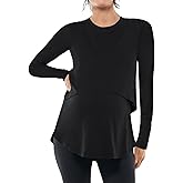 Women's Maternity Nursing Tops Casual Long Sleeve Double Layer Breastfeeding Shirts Pregnancy Clothes