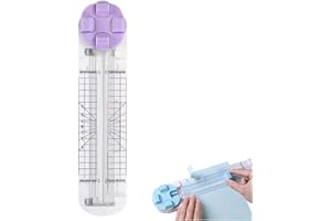 PSDEROUL 4-in-1 Multi-Function Paper Trimmer,Bidirectional Papers Cutter, Equipped with Straight,4 in 1 Paper Cutter 4 Styles Craft Paper Cutter Multi-Function Scrapbooking Tool (Purple)