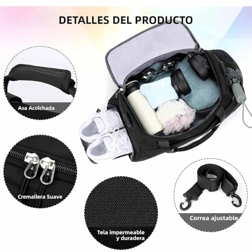 Bolso Deportivo Maletas para Gimnasio Fitness Viaje, Dry Wet Bolsa de Gimnasio Deportiva, Mochila Gran Capacidad Alta Durabilidad Plegable y Fácil de Llevar Uso Ideal Para Deportes y Viajes
