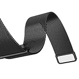 TRUMiRR 20mm Milanese Loop Watch Band Magnetic Closure Strap for Samsung Gear S2 Classic(SM-R7320, SM-R735),Samsung Gear Sport SM-600, Moto 360 2 Gen 42mm Men, Pebble Time Round 20mm, Black