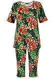Jostar Women's Stretchy Capri Pant Set Short Sleeve Print