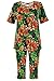 Jostar Women's Stretchy Capri Pant Set Short Sleeve Print