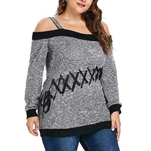 Respctful ♫♬Women's Plus Size Tops Off Shoulder Blouse Lace Sheer Long Sleeve Casual Solid Henley Tee