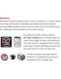 powerbuilt 640072 SAE y Métricas Mechanics Tool Set, 58 piezas)