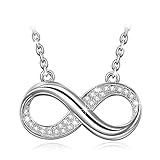 J.NINA "Infinite Forever" Silver-plated Bib Necklace, Made with Swarovski Crystals, Women Pendant Jewelry, Best Gift for her on a Special Day!