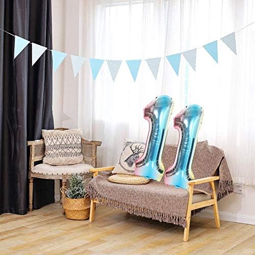 SNOWZAN XL Number Balloon Number 11th Balloon Rainbow Girl Boy Balloons Number 11th Birthday Decoration Blue Rose Colourful Iridescent 11 Years Foil Balloon 32 Inch Giant Helium Happy Birthday Party - Image 4