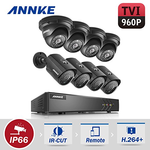 ANNKE-H264-8CH-Security-Camera-System-1080P-Lite-Surveillance-DVR-and-8-130-Megapixels-960P-Weatherproof-Camera-Easy-Remote-View-Smart-Playback-Metal-Housing-NO-HDD