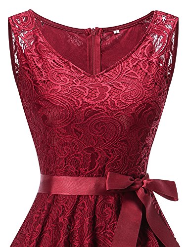 Wedding Dresses with Lace, Reception Dress for Women Beautiful Prom Dresses 2017 (Burgundy XL)