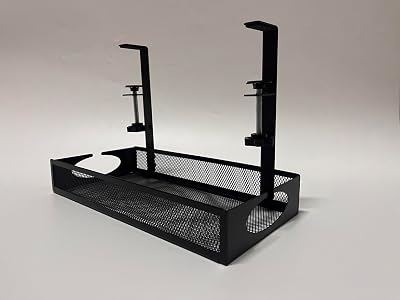 AGPTEK Under Desk Cable Management Tray No Drill Clamp Storage Rack Wire Tidy