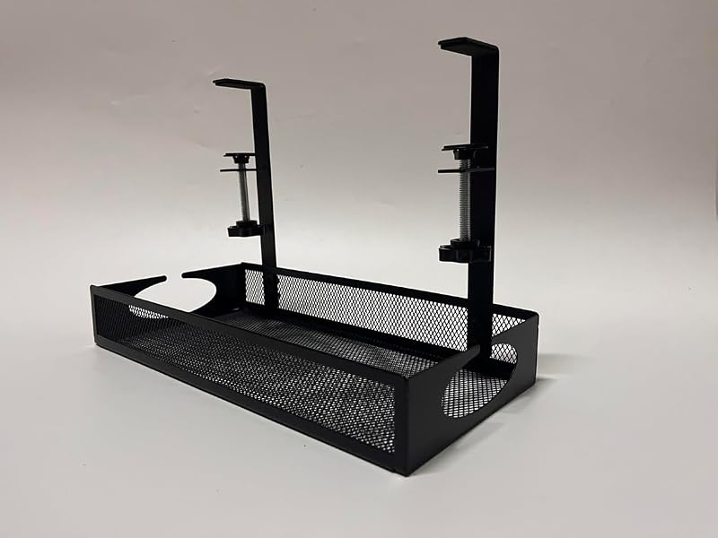 AGPTEK Under Desk Cable Management Tray No Drill Clamp Storage Rack Wire Tidy