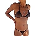 SHERRYLO Sheer Micro Bikini See Through Bikinis Extreme Mesh Slutty Swimsuit Brazilian See Thru G String Thong Bathing Suit