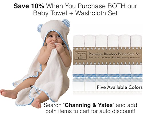 Channing & Yates - Premium Baby Towels for Boys - Hooded Baby Boy Towel & Washcloth Set - Certified Organic Bamboo Baby Towels with Hood - Baby Boy Bath Towels Gift (Blue) - Thumbnail 5