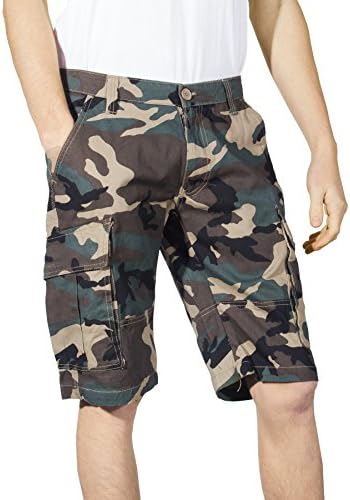 Denim House Men's Basic Green Camo Cargo Short (42,Camouflage)