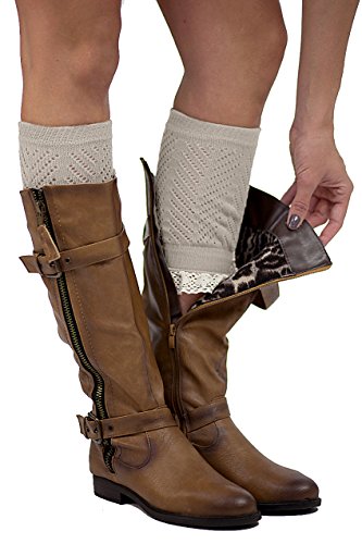 The Original 2 Button Lace Boot Cuffs by Modern Boho (Oatmeal)