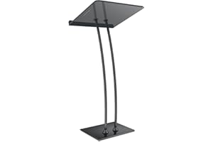 Devloutt 45'' Acrylic Podium Stand, Ultra Clear Iron Pulpits for Churches, Modern Lectern for Church, Conference, Speech, Classroom, 44.9''H x 23.6''L x 15.7''W (Black)