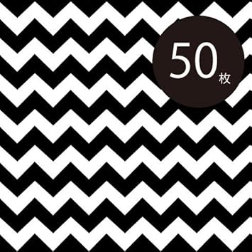 Amazon モノトーン シェブロン 50枚 ラッピング ペーパー バレンタイン オリジナル 包装紙 ギザギザ ぎざぎざ 白黒 クリスマス ラッピングペーパー 文房具 オフィス用品