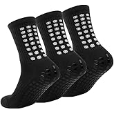DandyChic Youth Grip Soccer Socks, Non Slip Athletic Sports Football Basketball Socks with Grip Pads 3 Pairs