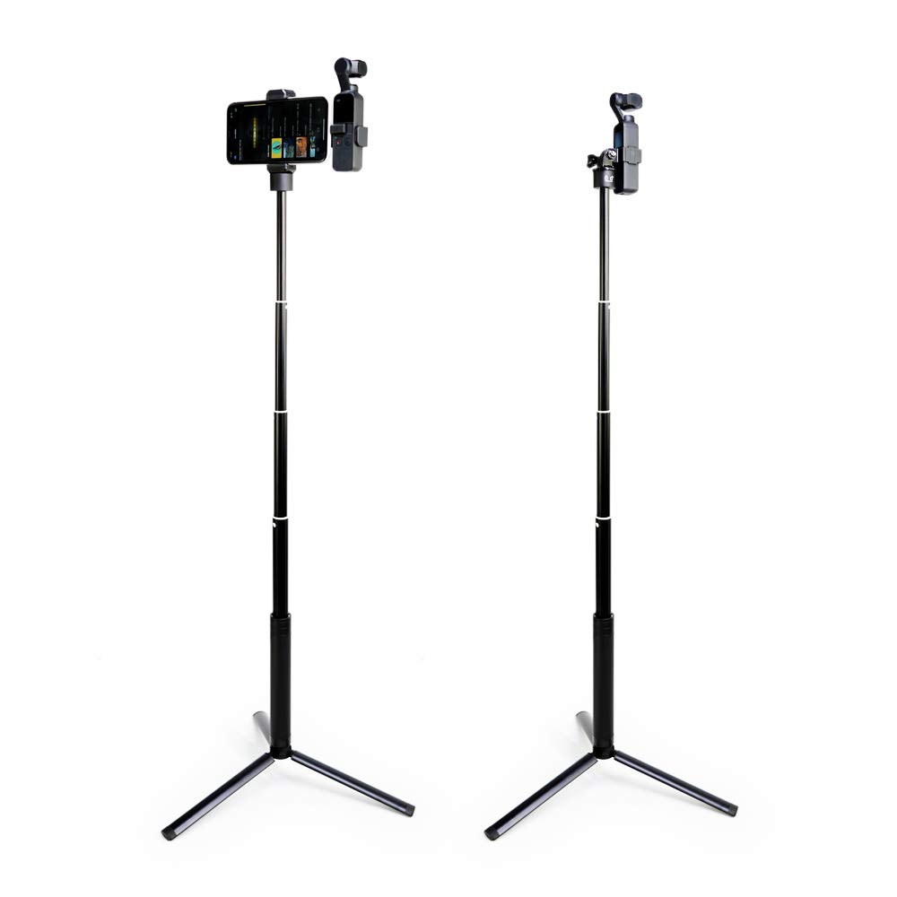 Photo 1 of MAXCAM Selfie Stick Tripod Extension Rod for DJI Pocket 2/1, Aluminum Alloy Extension Rod + Tripod + Phone Holder + Accessory Mount.