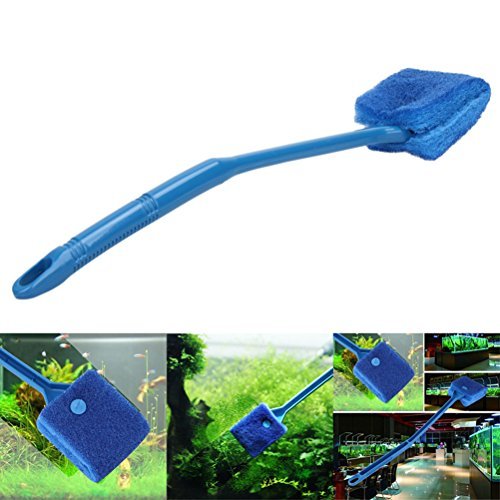 UEETEK 2pcs Fish Tank Handle Sponge Cleaning Brush Double Sided Cleaner for Aquarium 16″ Long