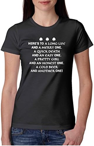 MEWIFDJPOWE St. Patrick's Day Toast Women Printed T Shirt Black
