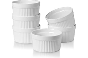 ONTUBE Ramekins - Porcelain Ramekins for Creme Brulee Dishes,Dipping Sauces,Baking Pudding Cups, Souffle Bowl,Oven Safe, Set 