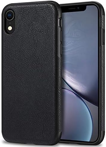 Bisikor for iPhone XR Case Leather Texture Design Slim Case Compatible with iPhone XR 2018 (Black)