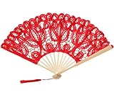 The 1 For U Women's Cotton Lace Fan Ivory/Cream, White, Pink, Blue, Purple, Red